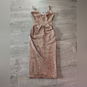 NWT Vixen by Micheline Pitt Medium Champagne Sequin dress